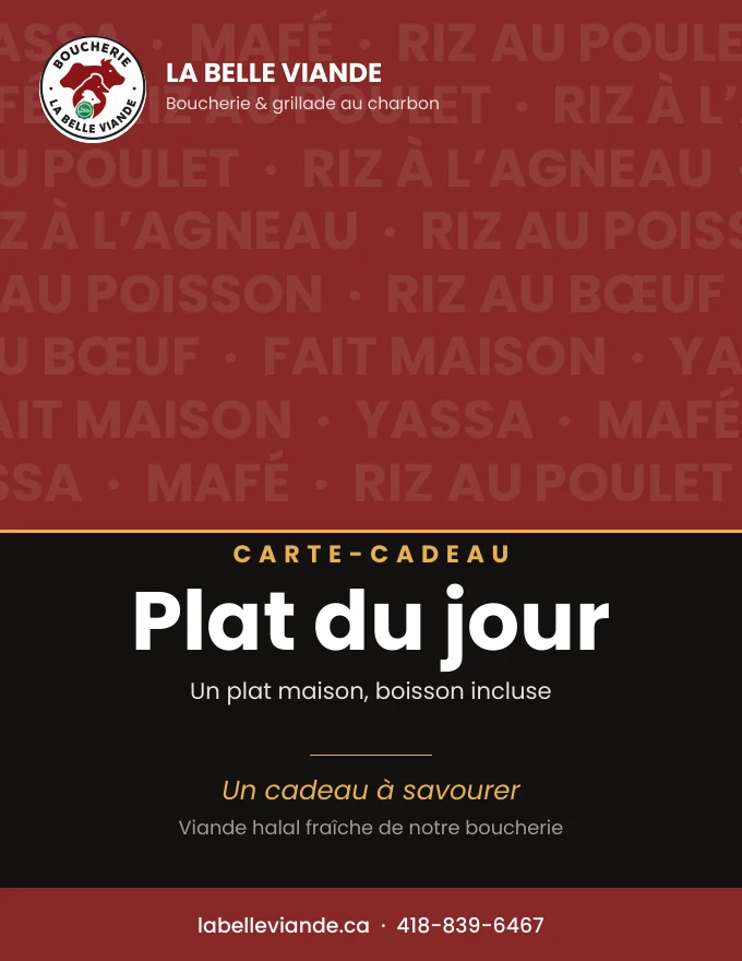 Carte-cadeau Plat du jour de La Belle Viande