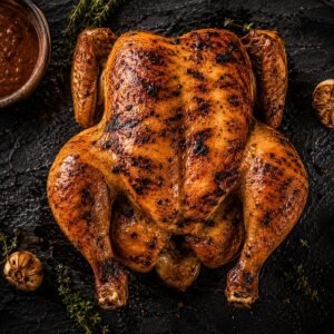 Poulet entier braisé à la braise